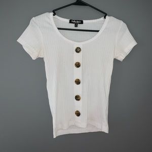 White Button Tee